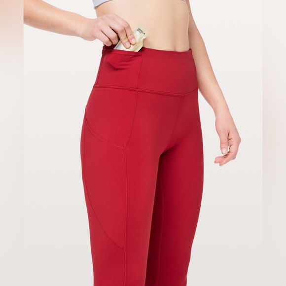 Lululemon Fast & Free 7/8 Tight II *Non-Reflective Nulux Dark Red size 18 - Picture 3 of 12